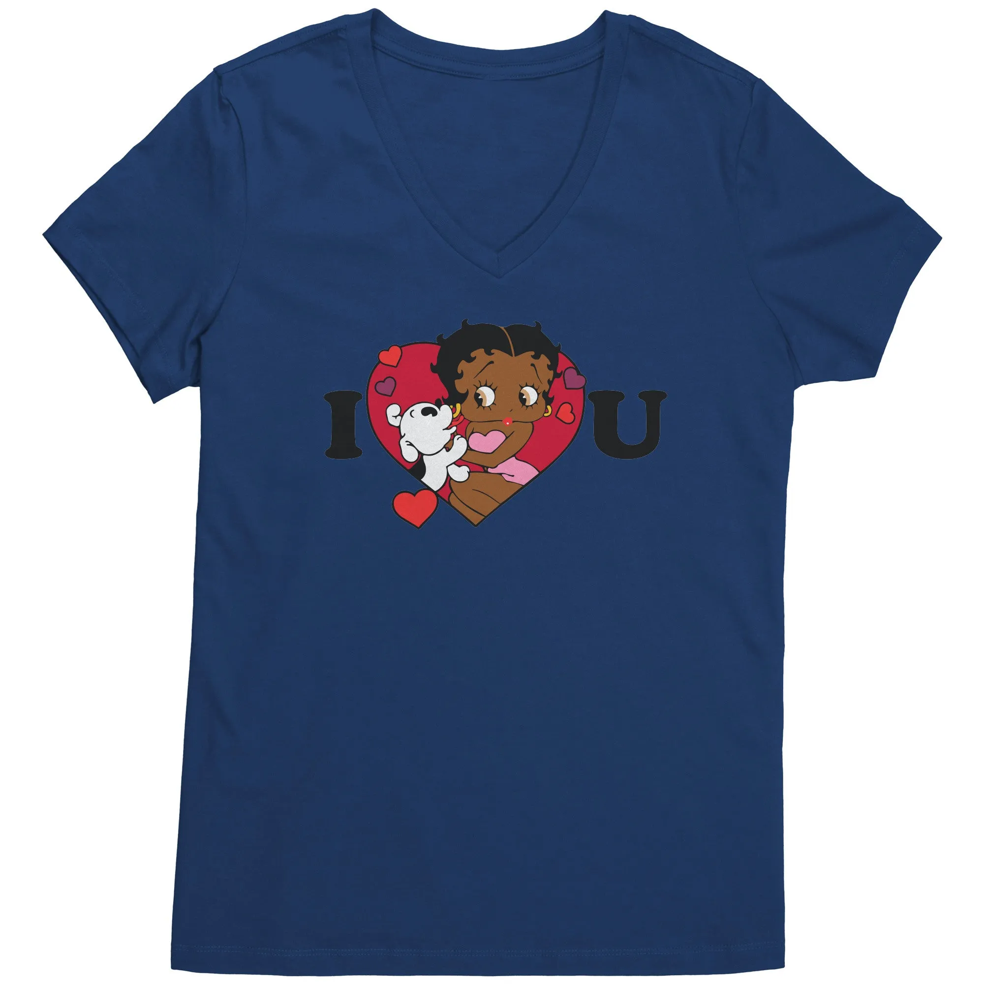 I love You Betty Boop Vneck, I Love You Shirt, Cute Betty Boop Shirt Christmas Gifts For Her, Black Betty Boop Design Womens Vneck Shirt