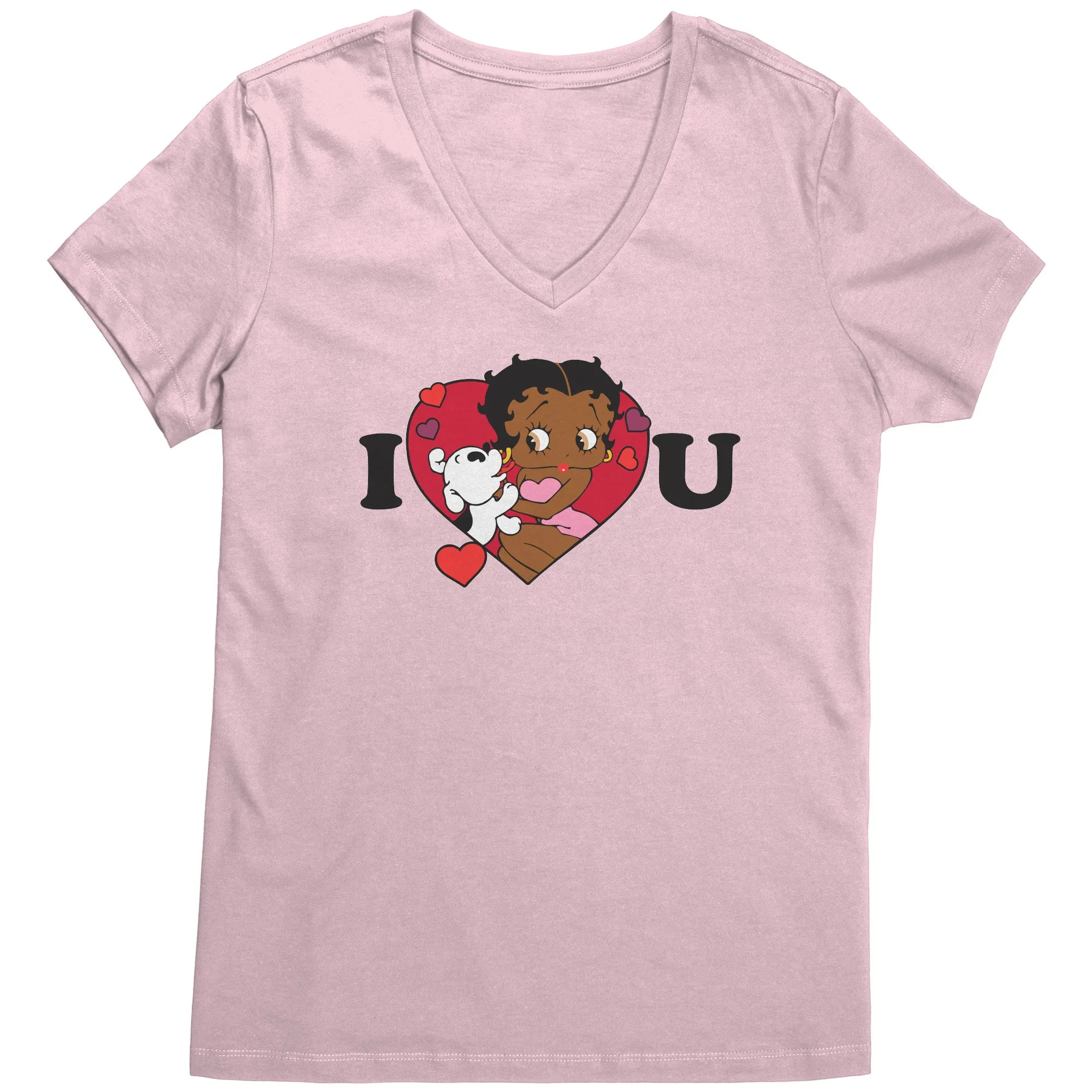 I love You Betty Boop Vneck, I Love You Shirt, Cute Betty Boop Shirt Christmas Gifts For Her, Black Betty Boop Design Womens Vneck Shirt