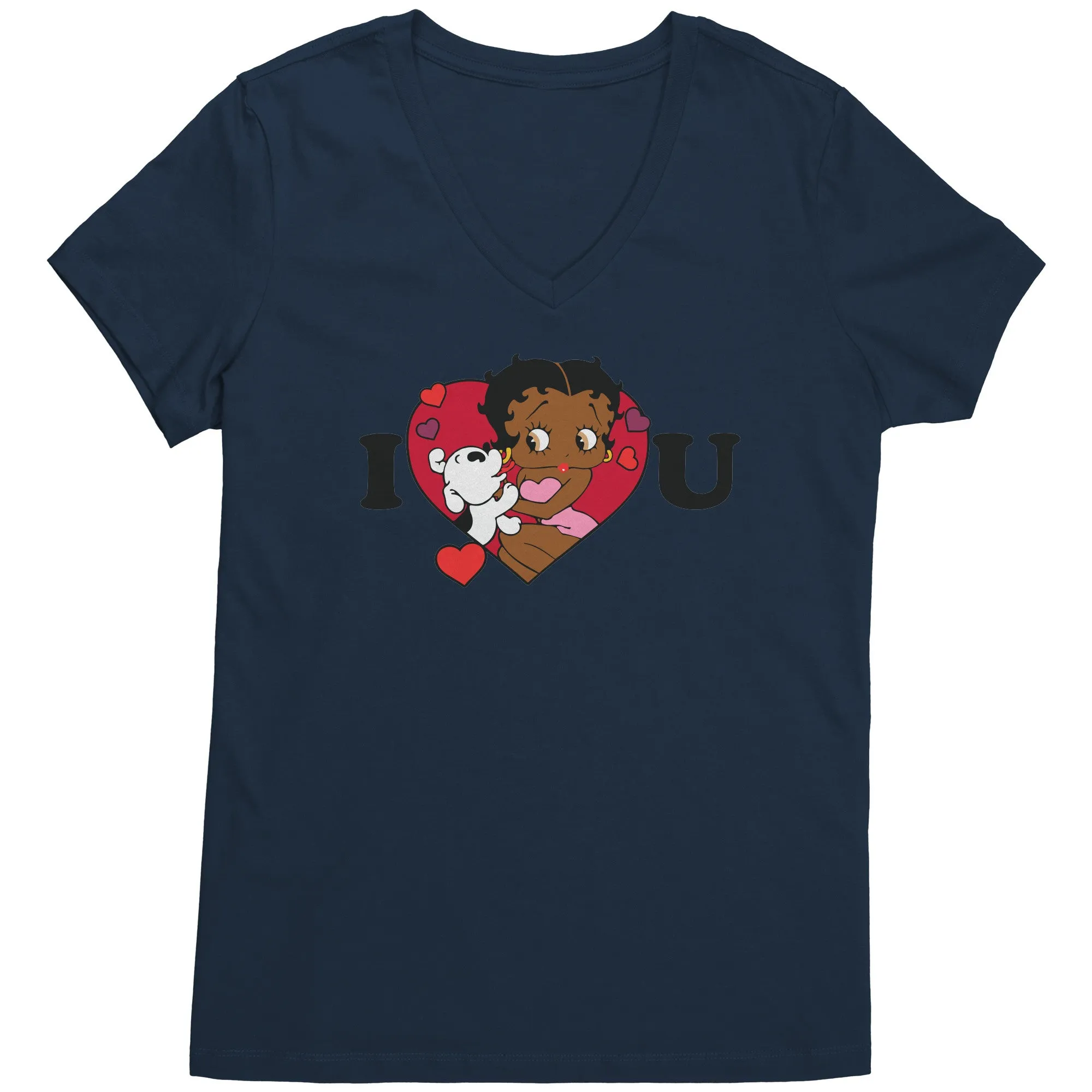 I love You Betty Boop Vneck, I Love You Shirt, Cute Betty Boop Shirt Christmas Gifts For Her, Black Betty Boop Design Womens Vneck Shirt