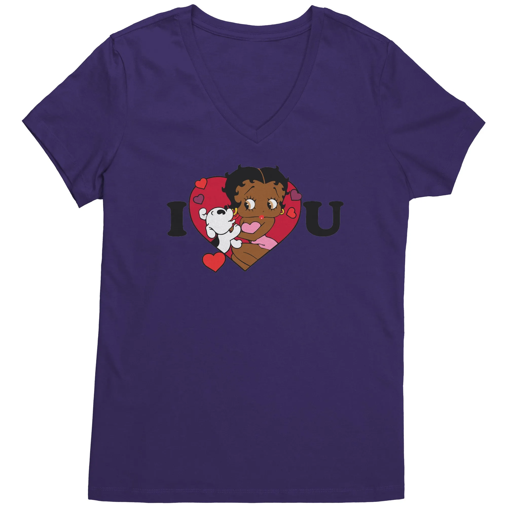 I love You Betty Boop Vneck, I Love You Shirt, Cute Betty Boop Shirt Christmas Gifts For Her, Black Betty Boop Design Womens Vneck Shirt