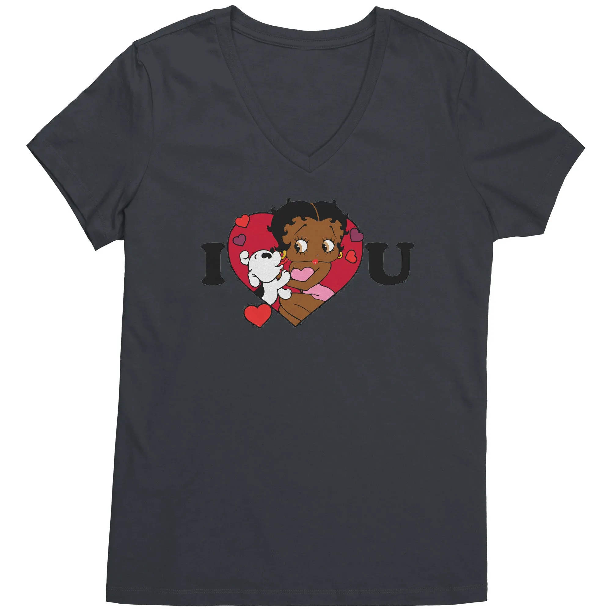 I love You Betty Boop Vneck, I Love You Shirt, Cute Betty Boop Shirt Christmas Gifts For Her, Black Betty Boop Design Womens Vneck Shirt