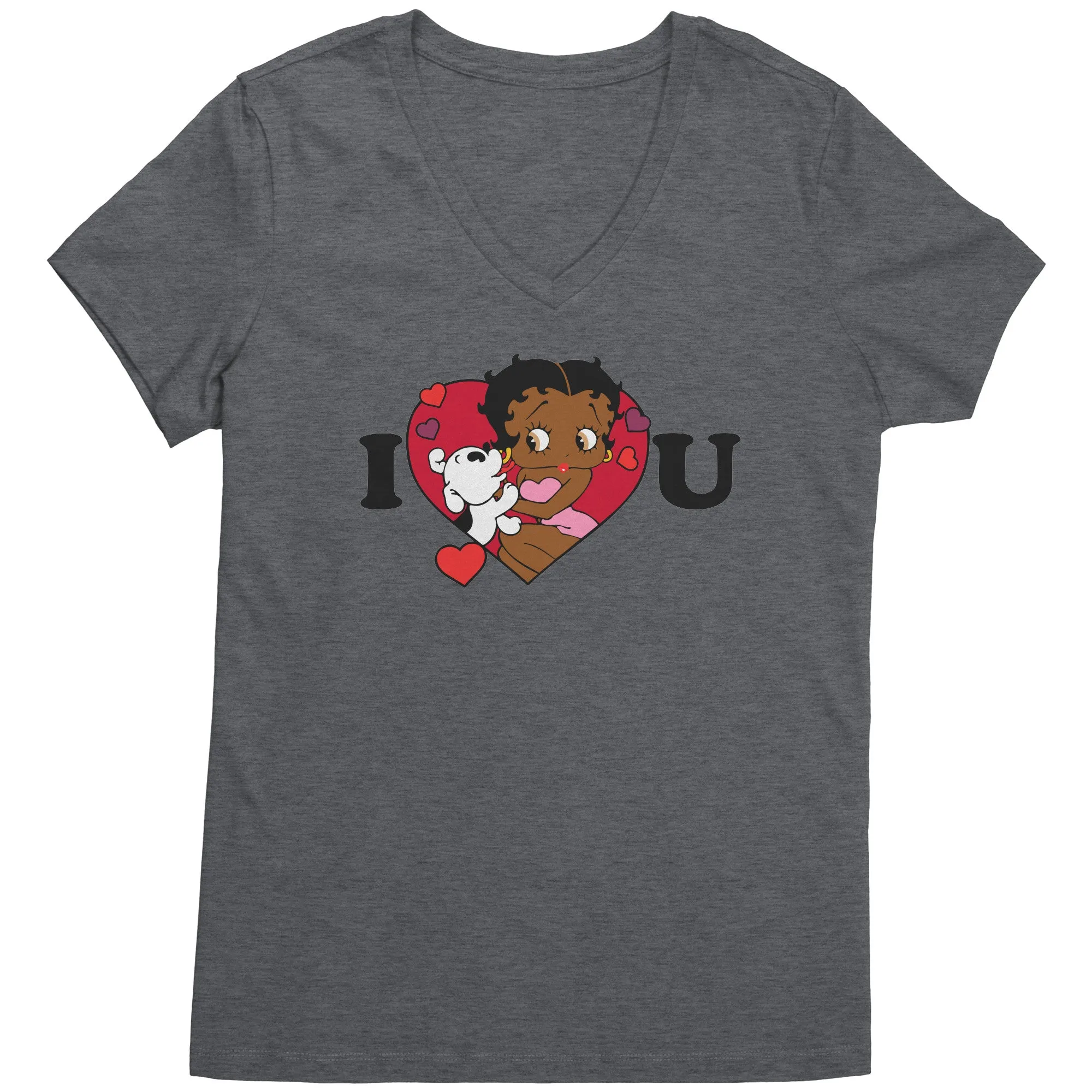 I love You Betty Boop Vneck, I Love You Shirt, Cute Betty Boop Shirt Christmas Gifts For Her, Black Betty Boop Design Womens Vneck Shirt