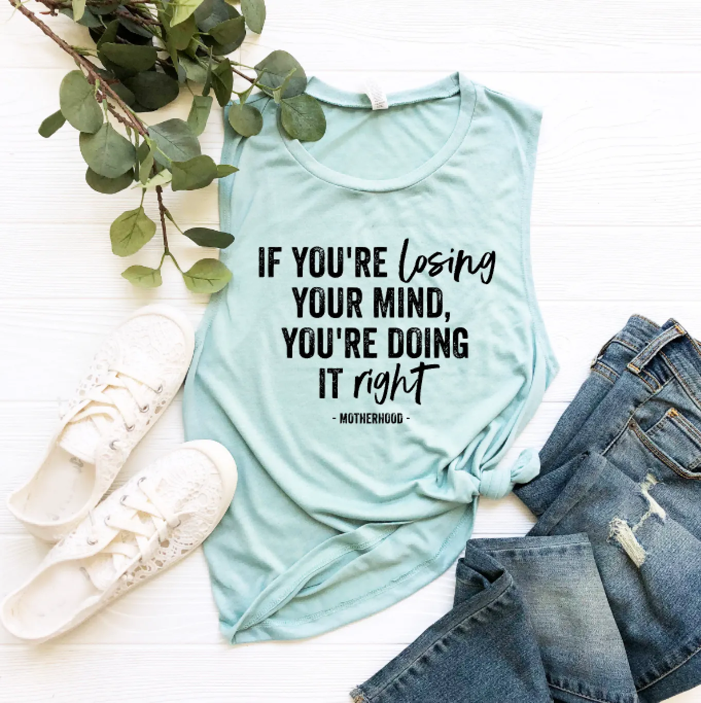 If You're Losing Your Mind © Ladies Flowy Muscle Tank (Black)