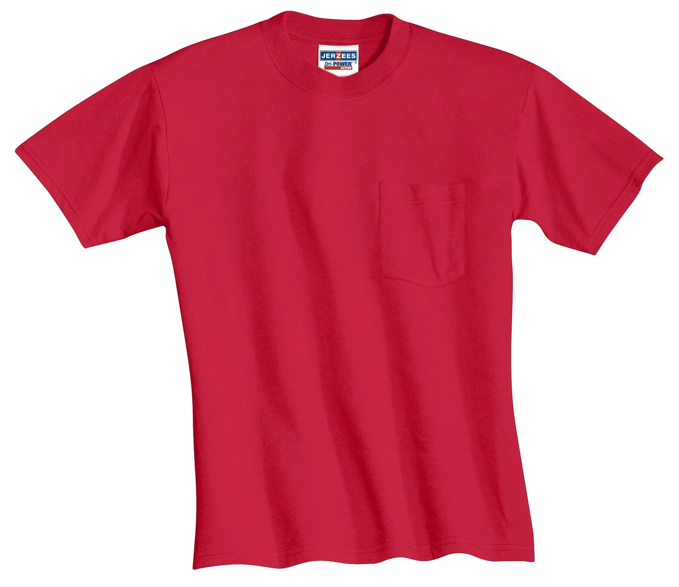 Jerzees  Dri-Power 50/50 Cotton/Poly Pocket T-Shirt.  29MP True Red