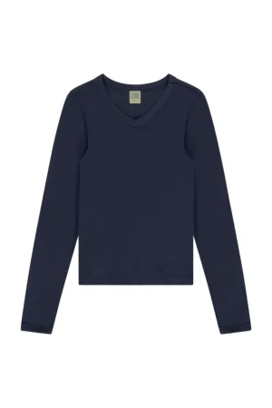 Jill Long Sleeve Tee in Navy