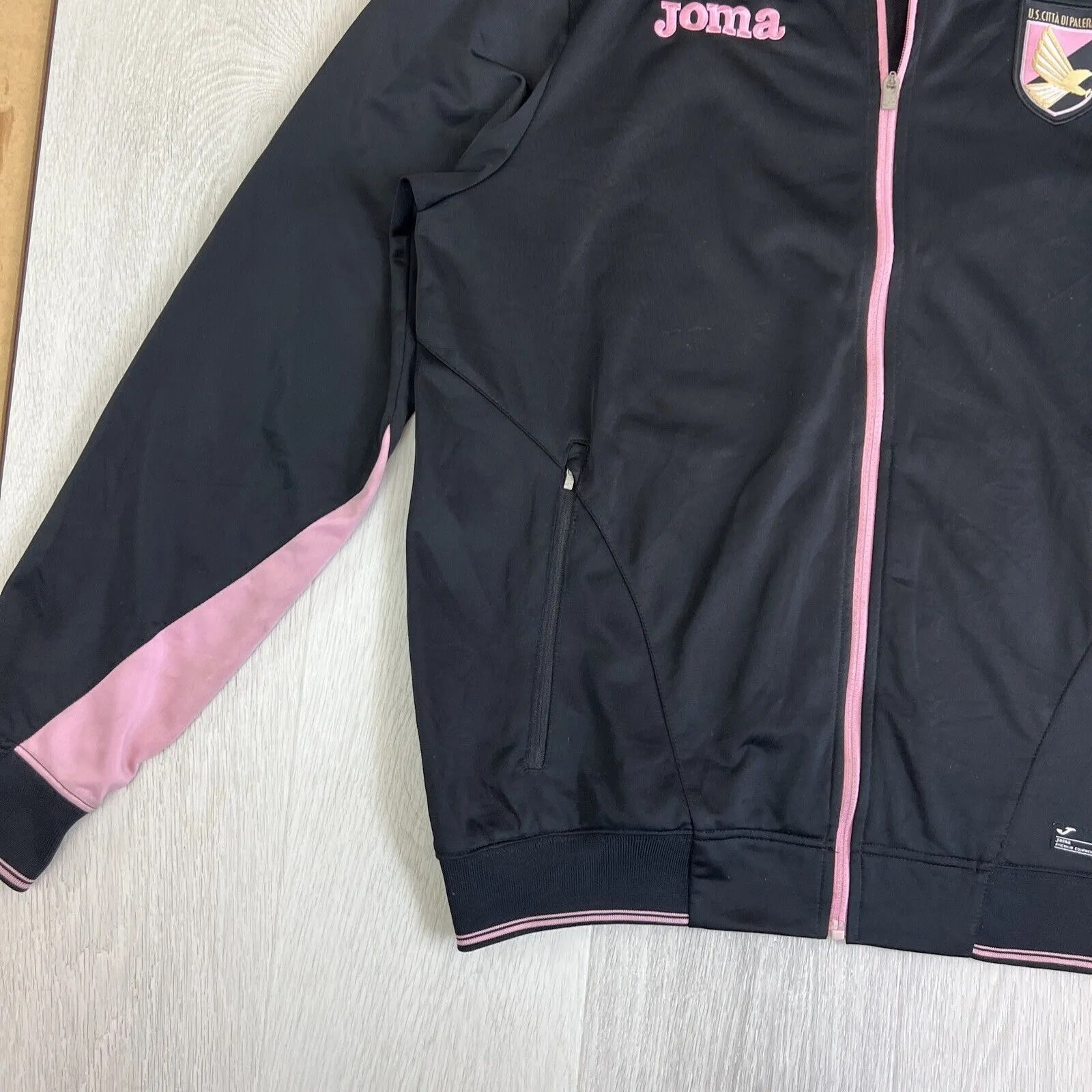 JOMA Mens Black Full ZIp U.S Citta Palermo Football Tracksuit Jacket Size XL