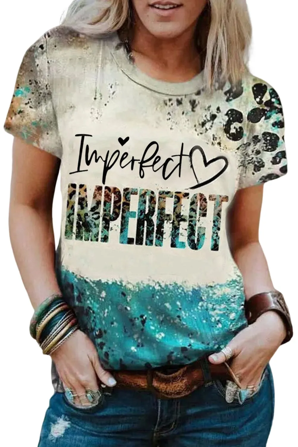 just PRAY Western Fashion Mix Print T Shirt