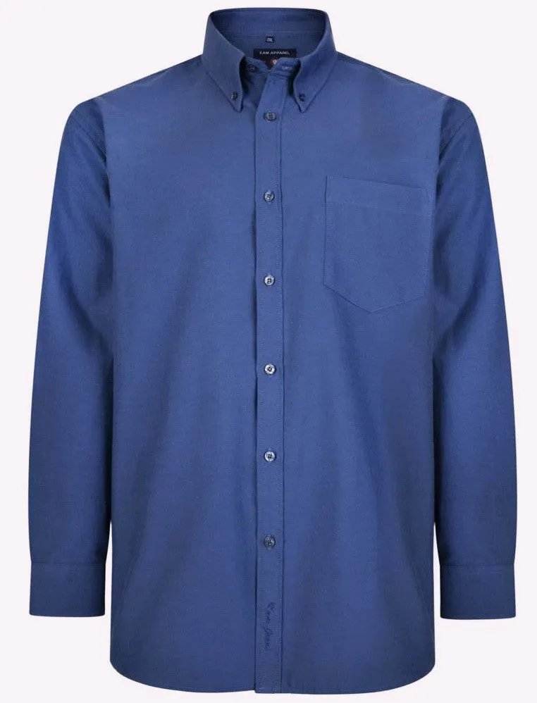 KAM Men's Plus Size L/S Oxford Shirt (664A) Size 2XL-8XL  5 Colours