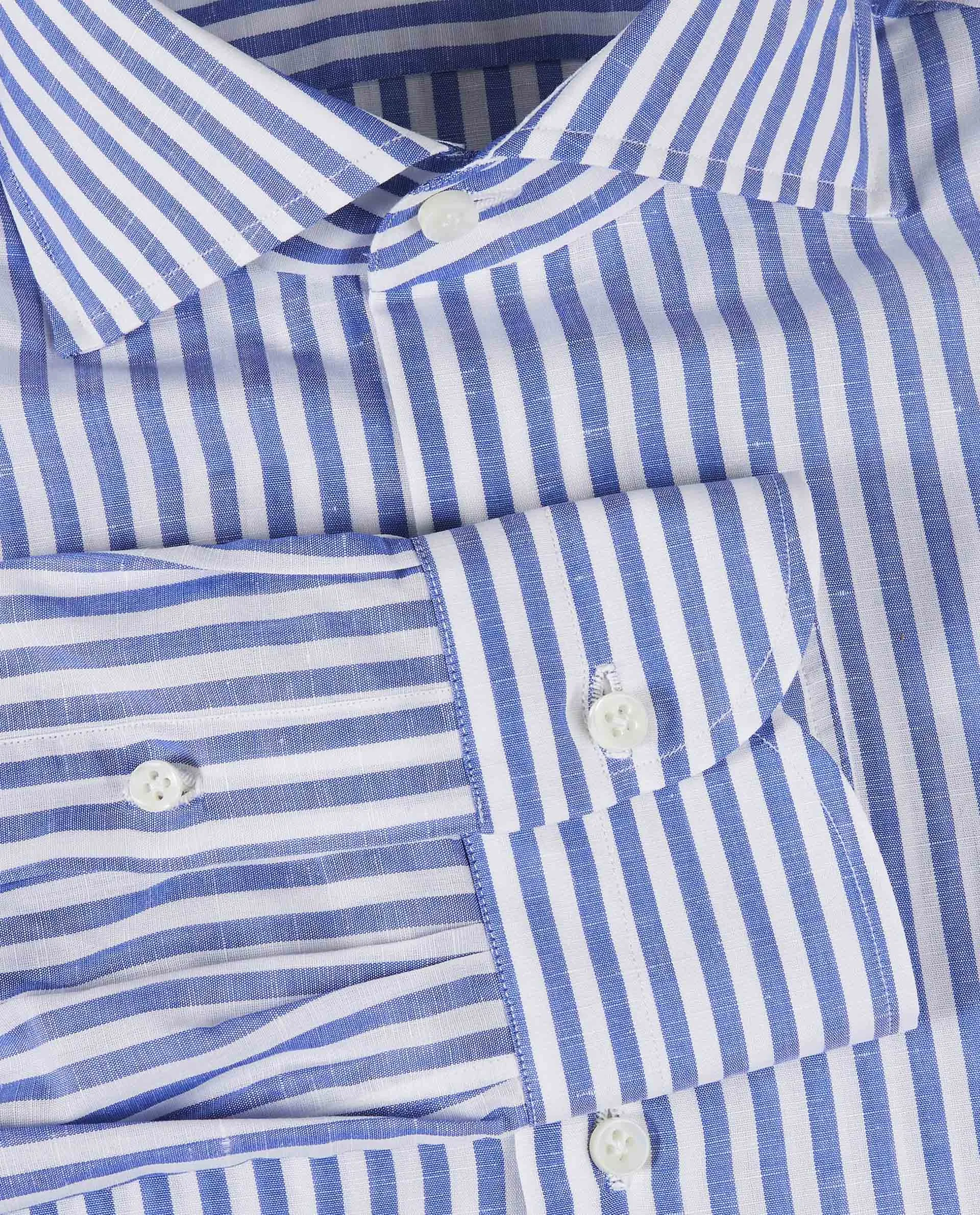 Katoen Linnen Shirt - Donkerblauw
