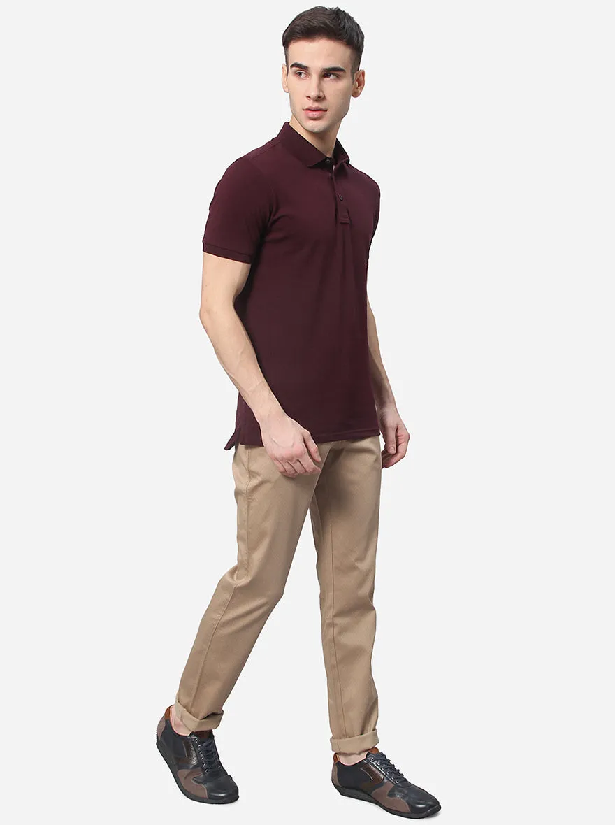 Khaki Solid Super Slim Fit Casual Trouser | Greenfibre