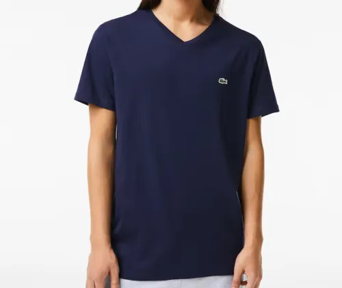 Lacoste Men's V-Neck Pima Cotton Jersey T-Shirt Navy Blue TH6710-51-166