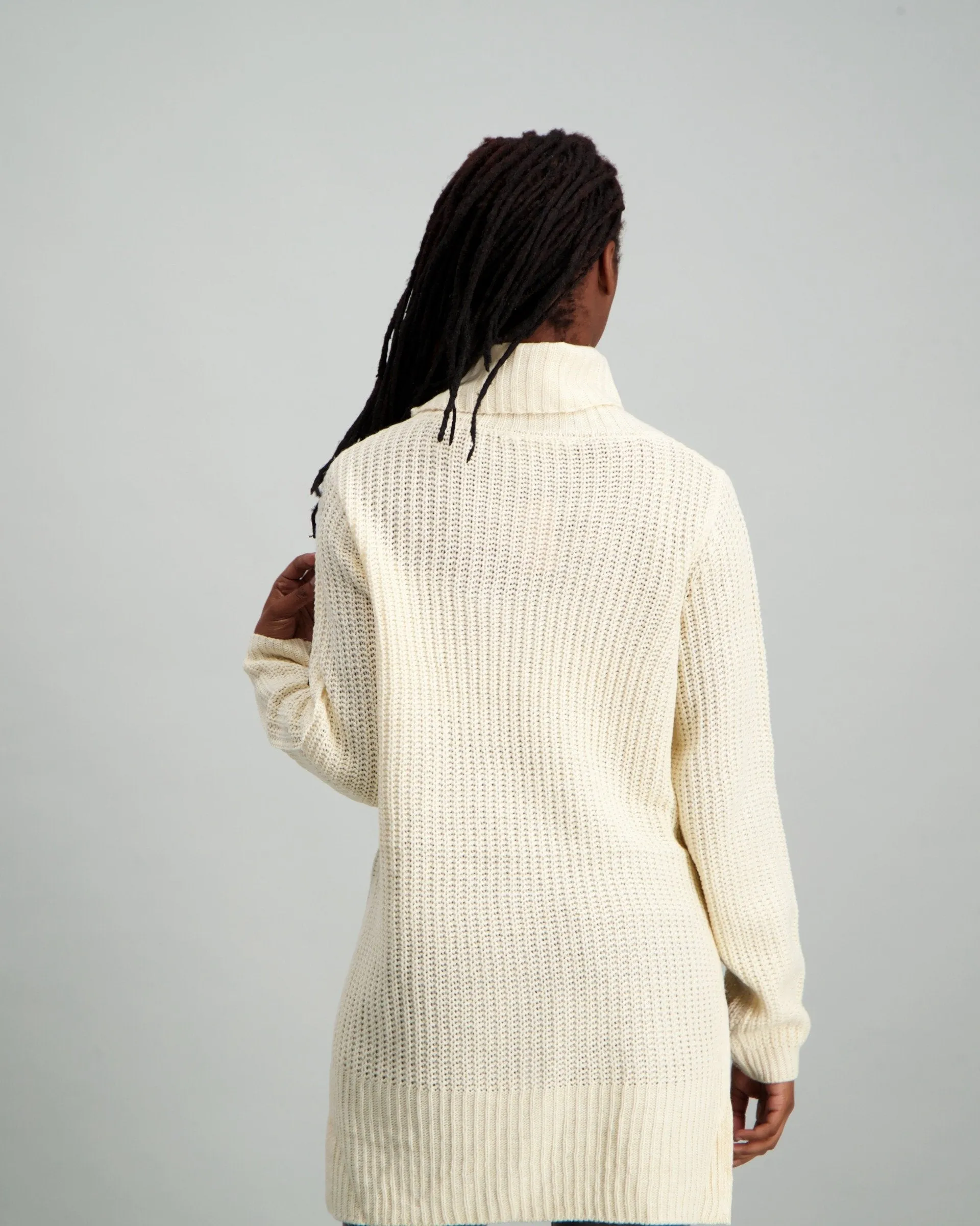 Ladies Cowl Neck Slit Tunic - Oatmeal