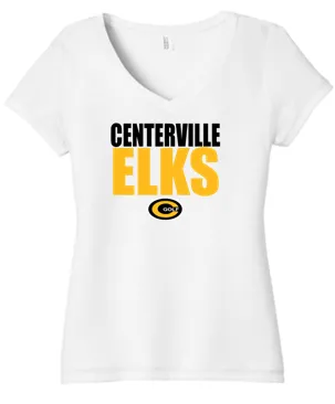 Ladies V Neck Tri Tee -CJG23