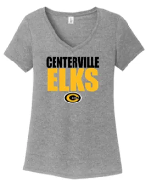 Ladies V Neck Tri Tee -CJG23