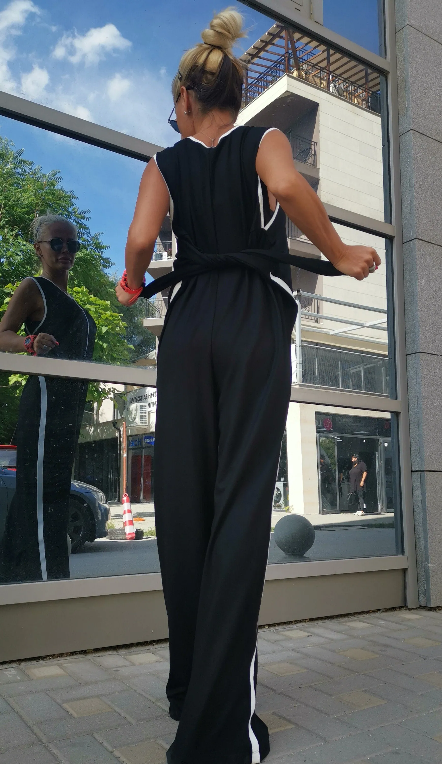 Lady casual cotton jumpsuit/ Loose Cotton Harem Trousers Jumpsuit/Party Extravagant Jumpsuit/Black Jumpsuit/Gothic Jumpsuit
