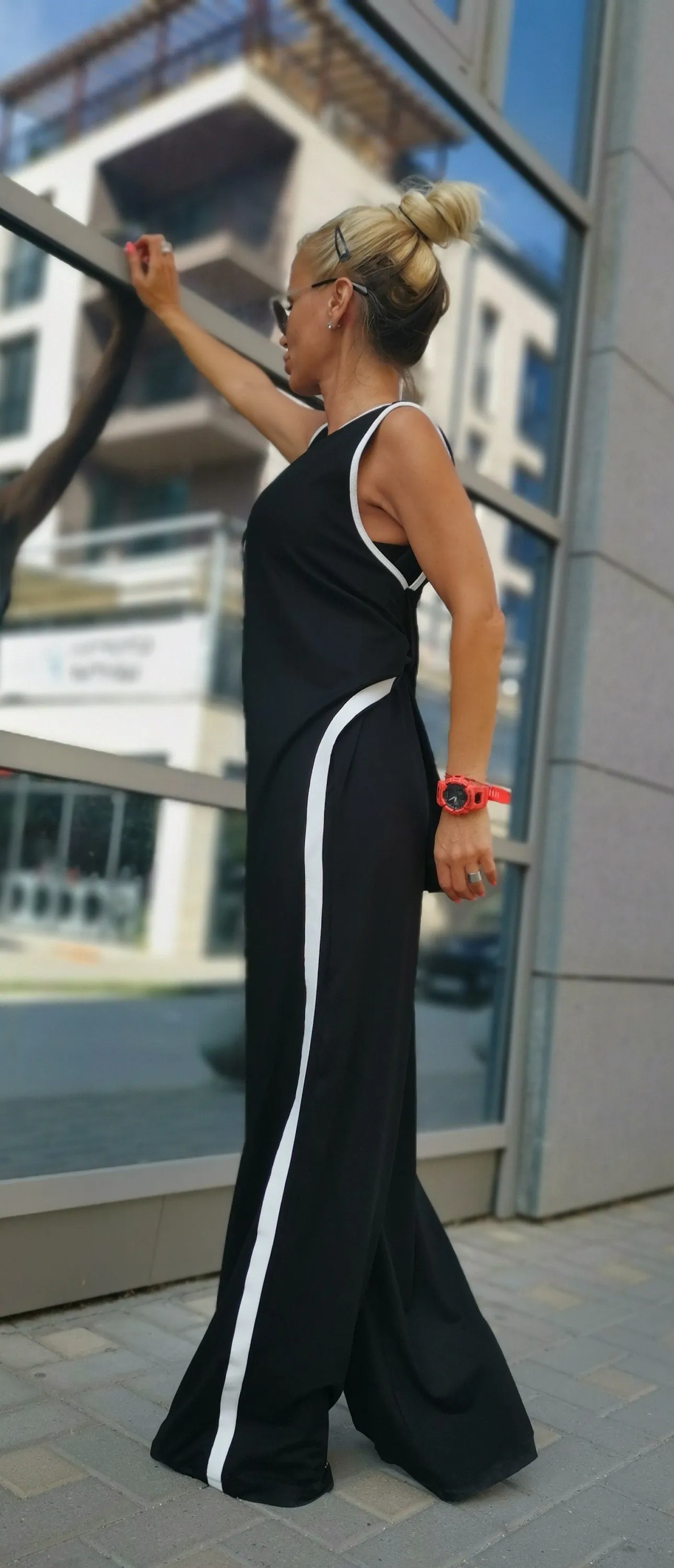 Lady casual cotton jumpsuit/ Loose Cotton Harem Trousers Jumpsuit/Party Extravagant Jumpsuit/Black Jumpsuit/Gothic Jumpsuit