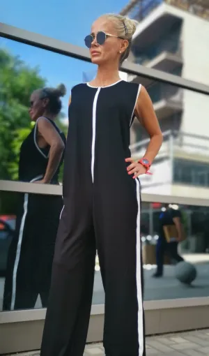 Lady casual cotton jumpsuit/ Loose Cotton Harem Trousers Jumpsuit/Party Extravagant Jumpsuit/Black Jumpsuit/Gothic Jumpsuit