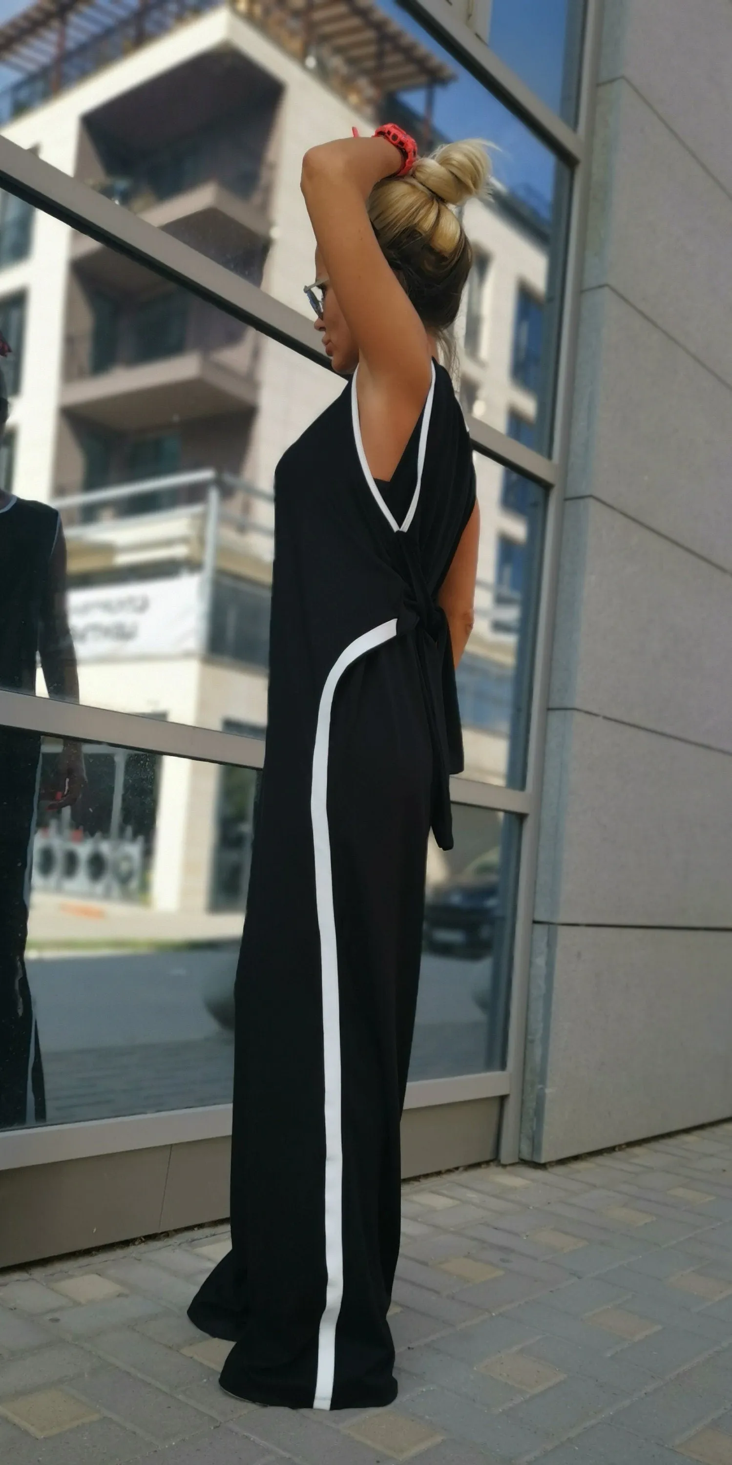 Lady casual cotton jumpsuit/ Loose Cotton Harem Trousers Jumpsuit/Party Extravagant Jumpsuit/Black Jumpsuit/Gothic Jumpsuit