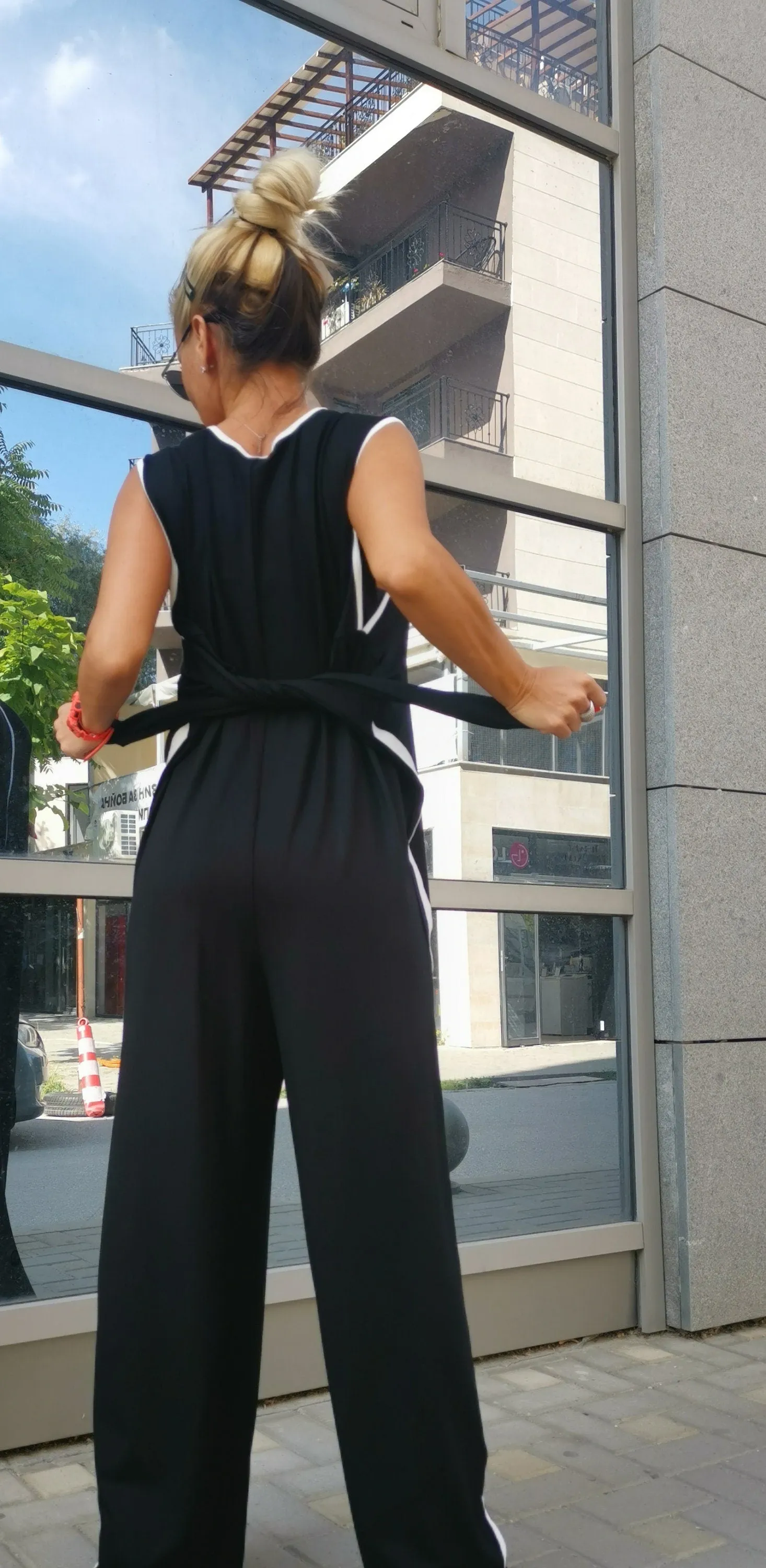 Lady casual cotton jumpsuit/ Loose Cotton Harem Trousers Jumpsuit/Party Extravagant Jumpsuit/Black Jumpsuit/Gothic Jumpsuit