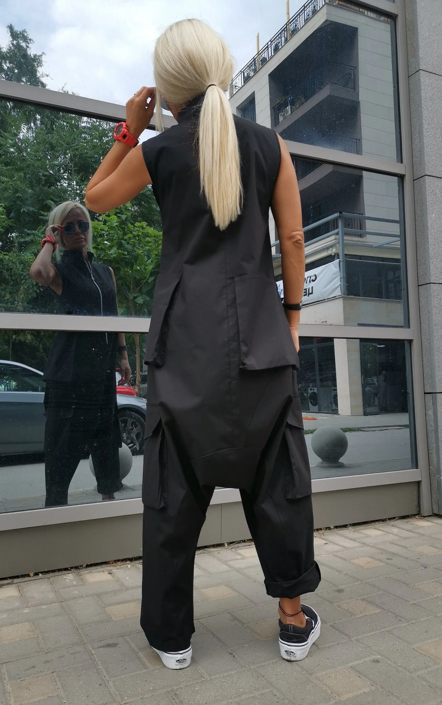 Lady casual jumpsuit/ Cotton Jumpsuit /Loose harem trousers jumpsuit/ Extravagant jumpsuit/Gothic jumpsuit