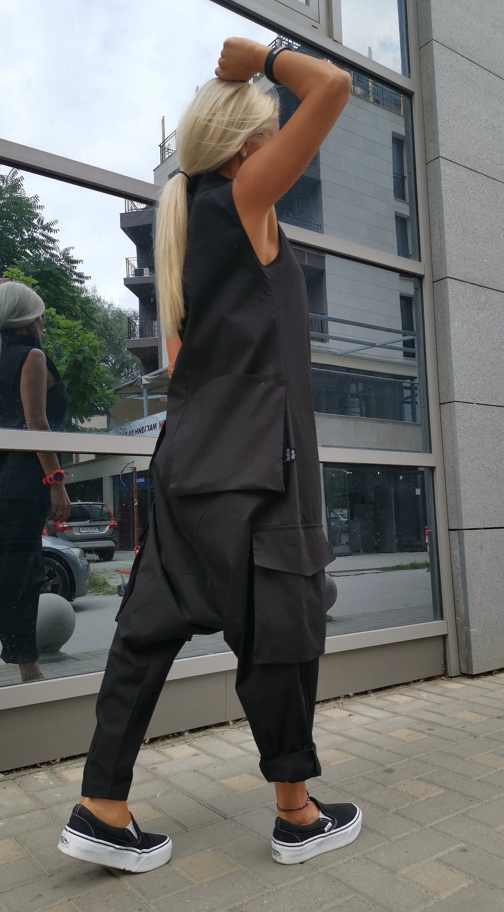 Lady casual jumpsuit/ Cotton Jumpsuit /Loose harem trousers jumpsuit/ Extravagant jumpsuit/Gothic jumpsuit