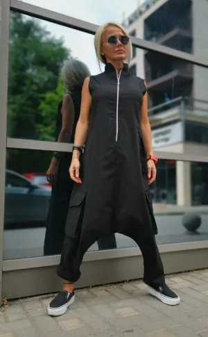 Lady casual jumpsuit/ Cotton Jumpsuit /Loose harem trousers jumpsuit/ Extravagant jumpsuit/Gothic jumpsuit