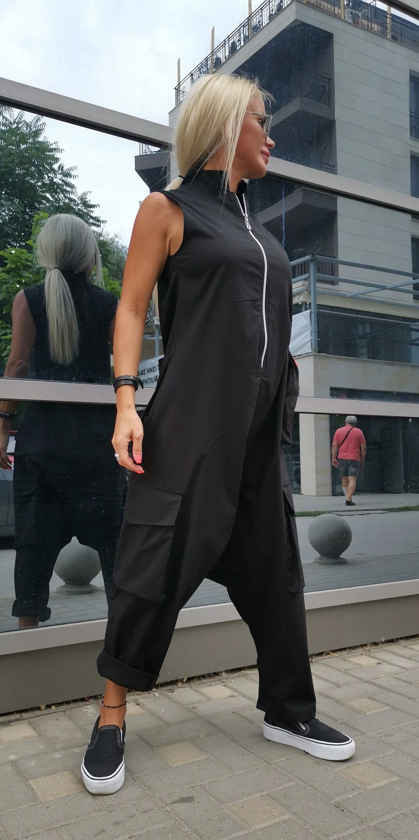 Lady casual jumpsuit/ Cotton Jumpsuit /Loose harem trousers jumpsuit/ Extravagant jumpsuit/Gothic jumpsuit