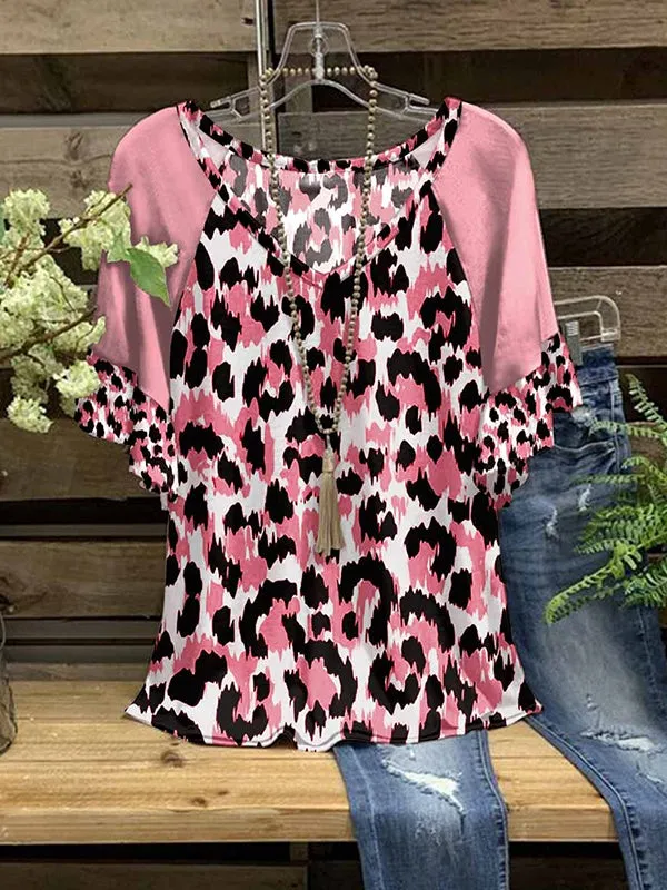 Leopard-Combo V-Neck Tee