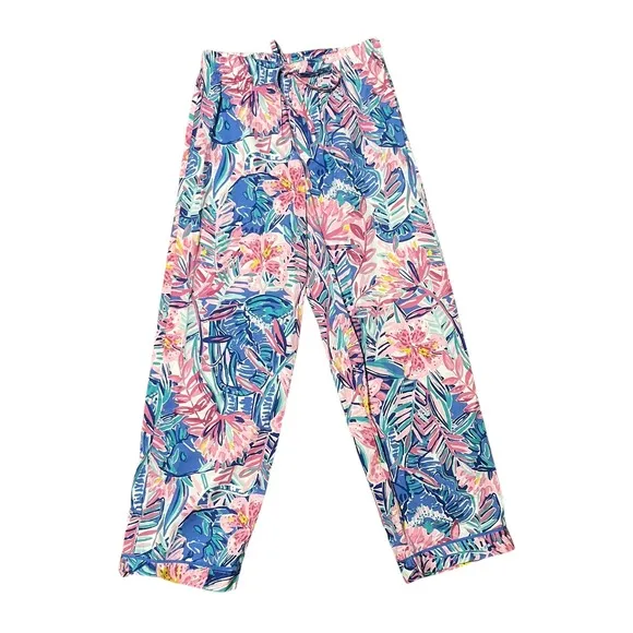 Lilly Pulitzer Slathouse Loose Fit Pajama Set Floral Print Top &amp; Pants Teens