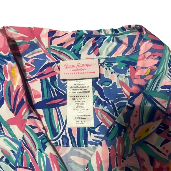Lilly Pulitzer Slathouse Loose Fit Pajama Set Floral Print Top &amp; Pants Teens