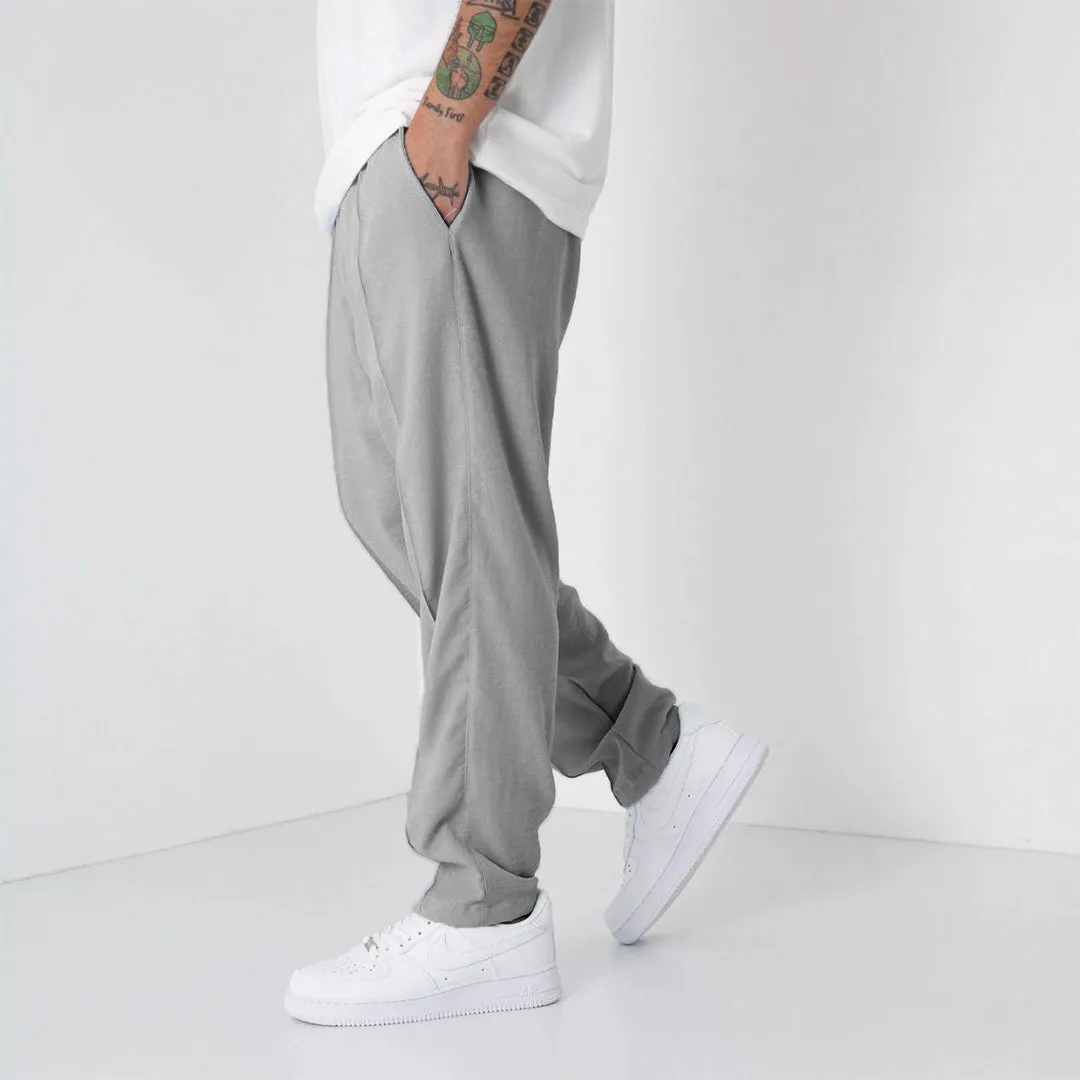 Loose Fit Linen Pant - Gray
