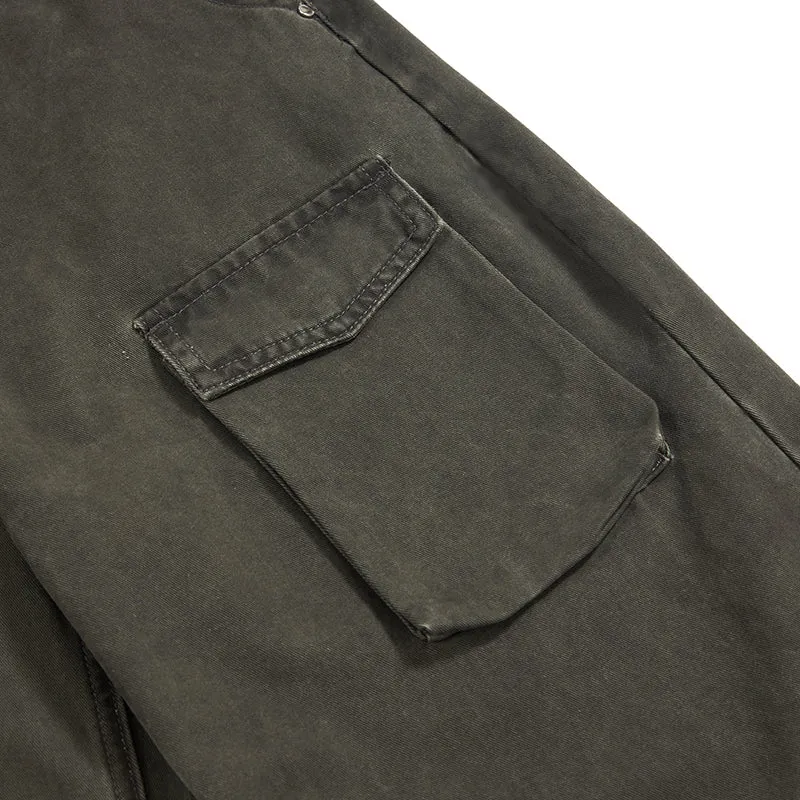 Loose Fit Pleated Knee Cargo Trousers