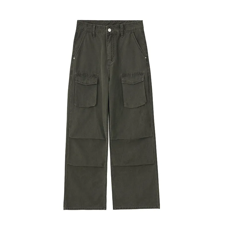 Loose Fit Pleated Knee Cargo Trousers