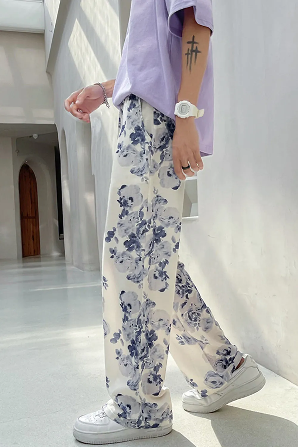 Loose Flowers Pattern Hip Hop Long Pants