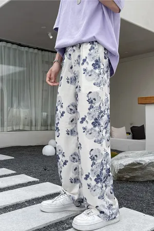 Loose Flowers Pattern Hip Hop Long Pants