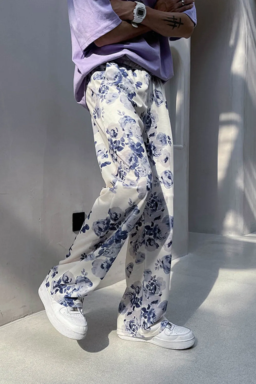 Loose Flowers Pattern Hip Hop Long Pants