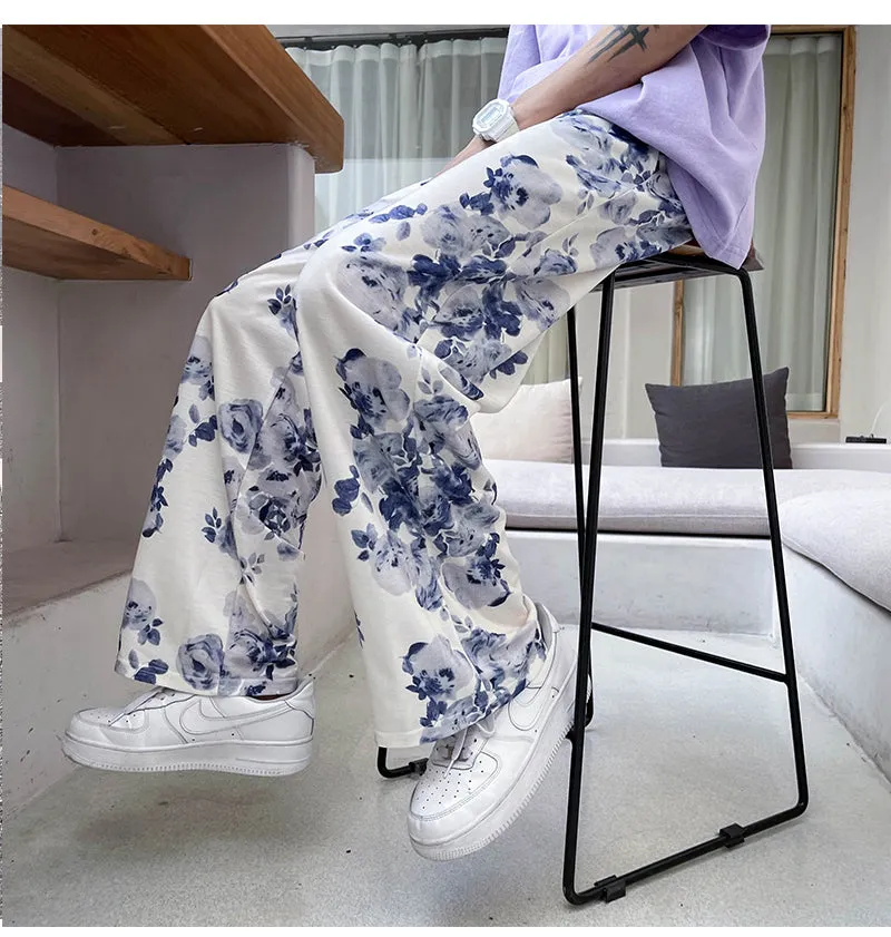 Loose Flowers Pattern Hip Hop Long Pants