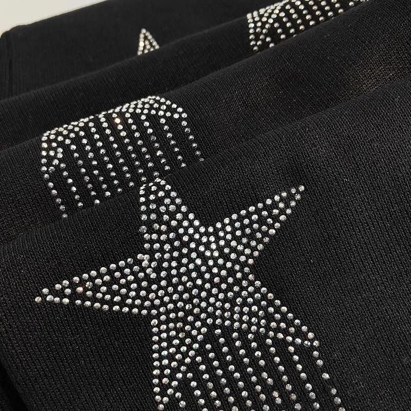 Loose Knitted Trousers with Heavy Embroidery and Hot Drilling - Slimming Fit