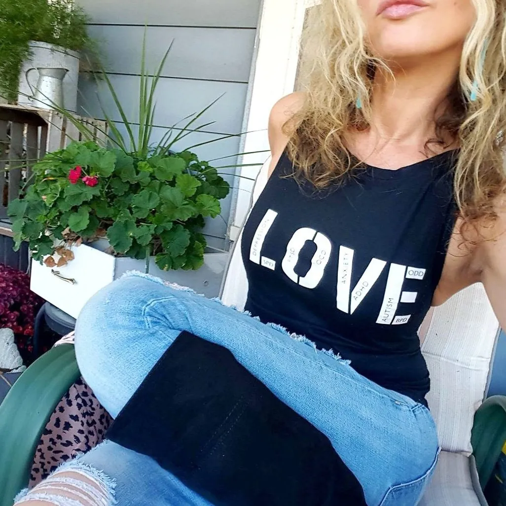 Love, ADHD, Autism, Anxiety, Mental Health - Muscle Tank