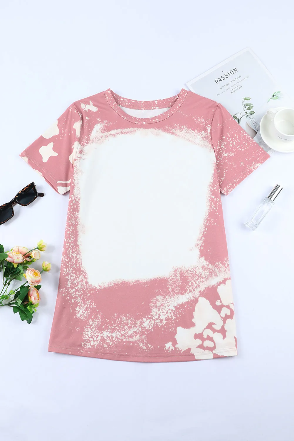 Love Always Heart Leopard Bleached Print Graphic T Shirt