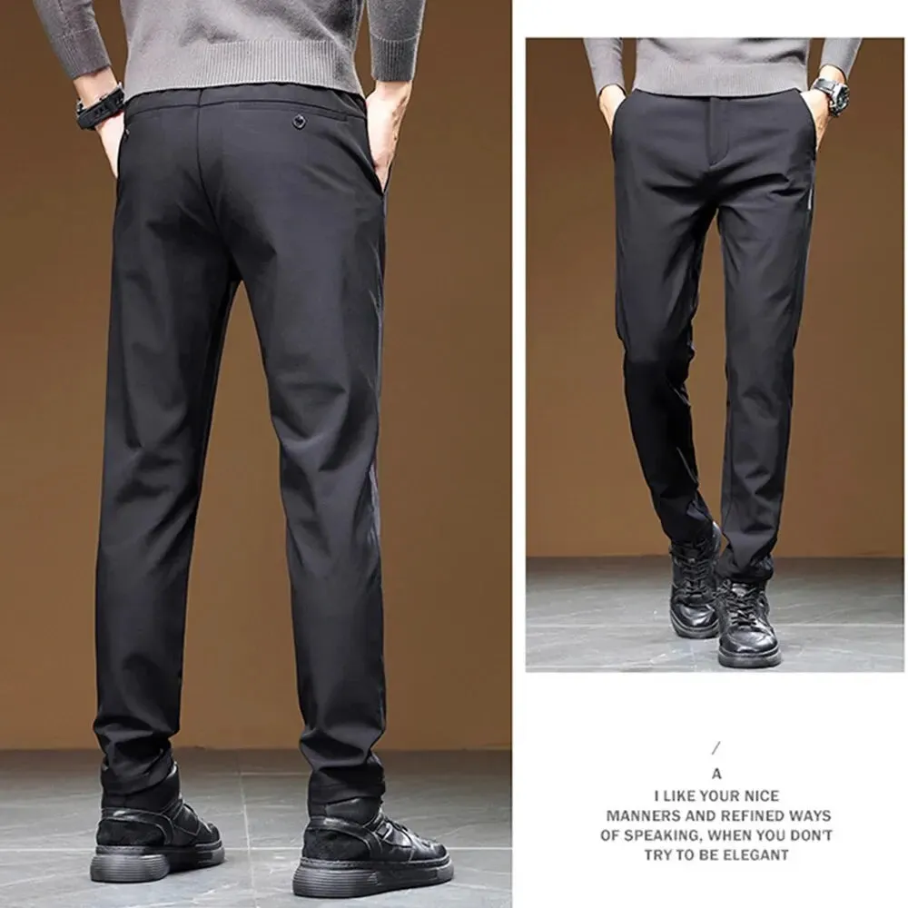 LuxStil Herren Frühling Herbst Geschäft Freizeit Elastische Gerade Hosen