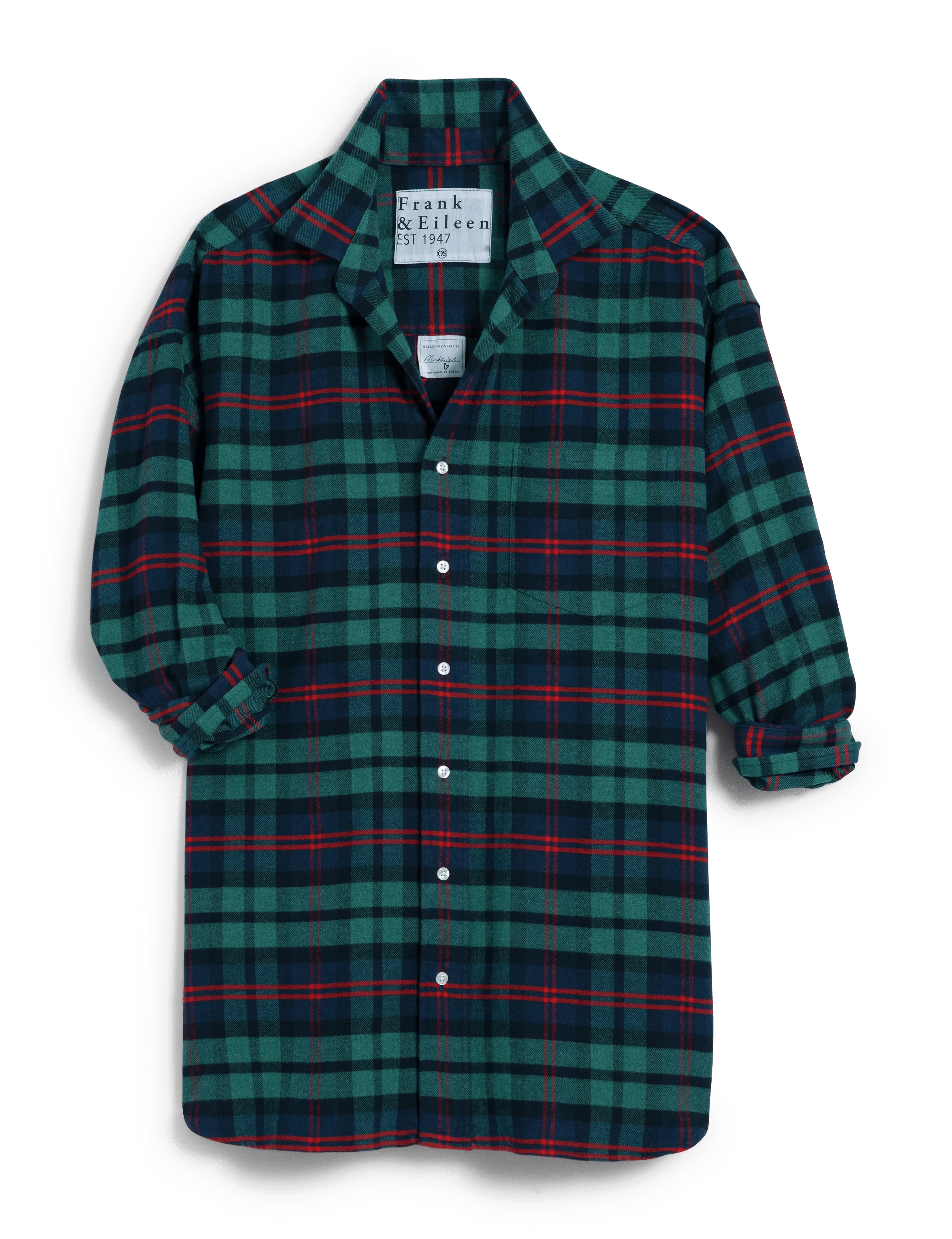 MACKENZIE Navy and Green with Red Plaid, Flannel