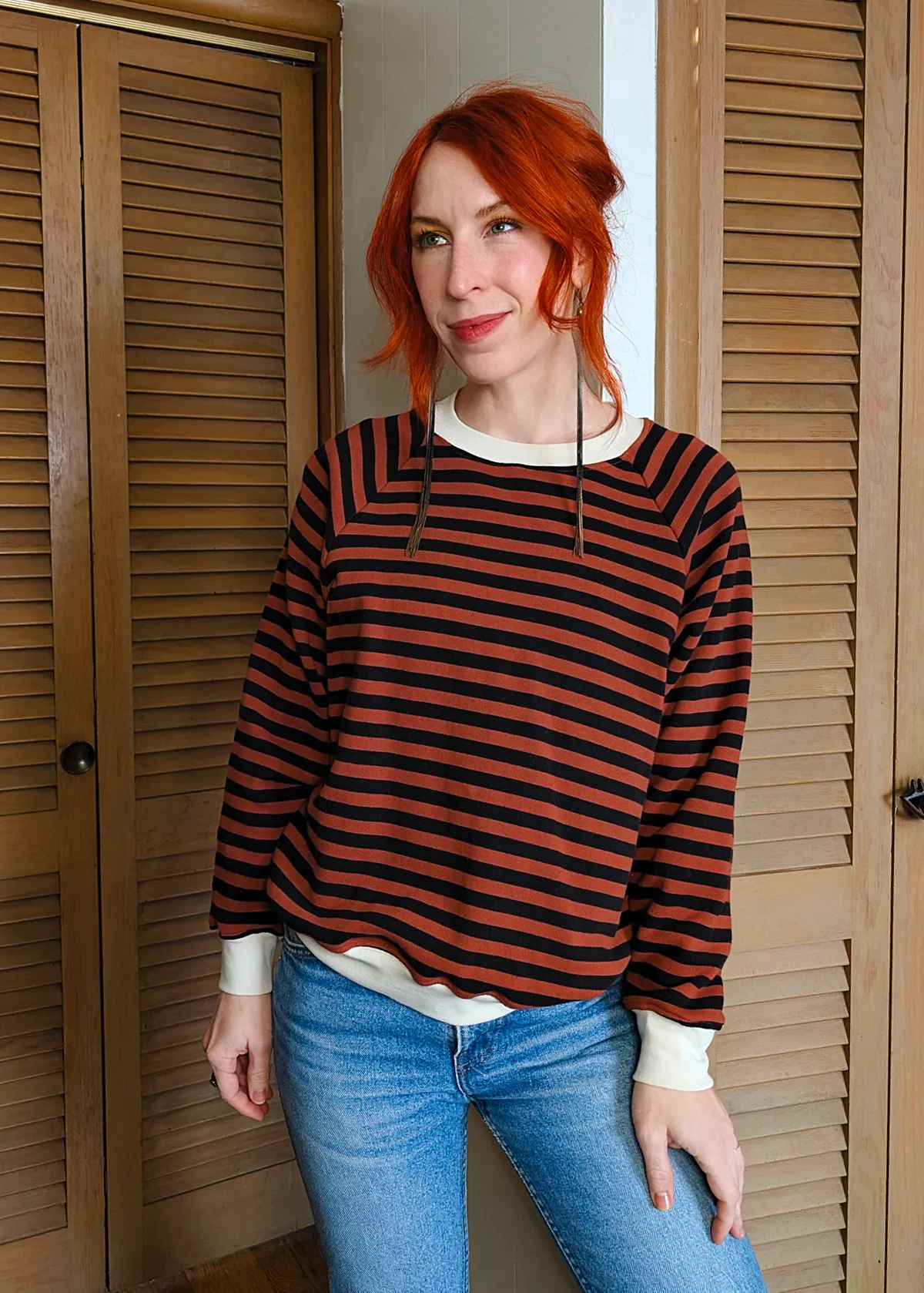 Mahogany & Black Stripe Sweatshirt
