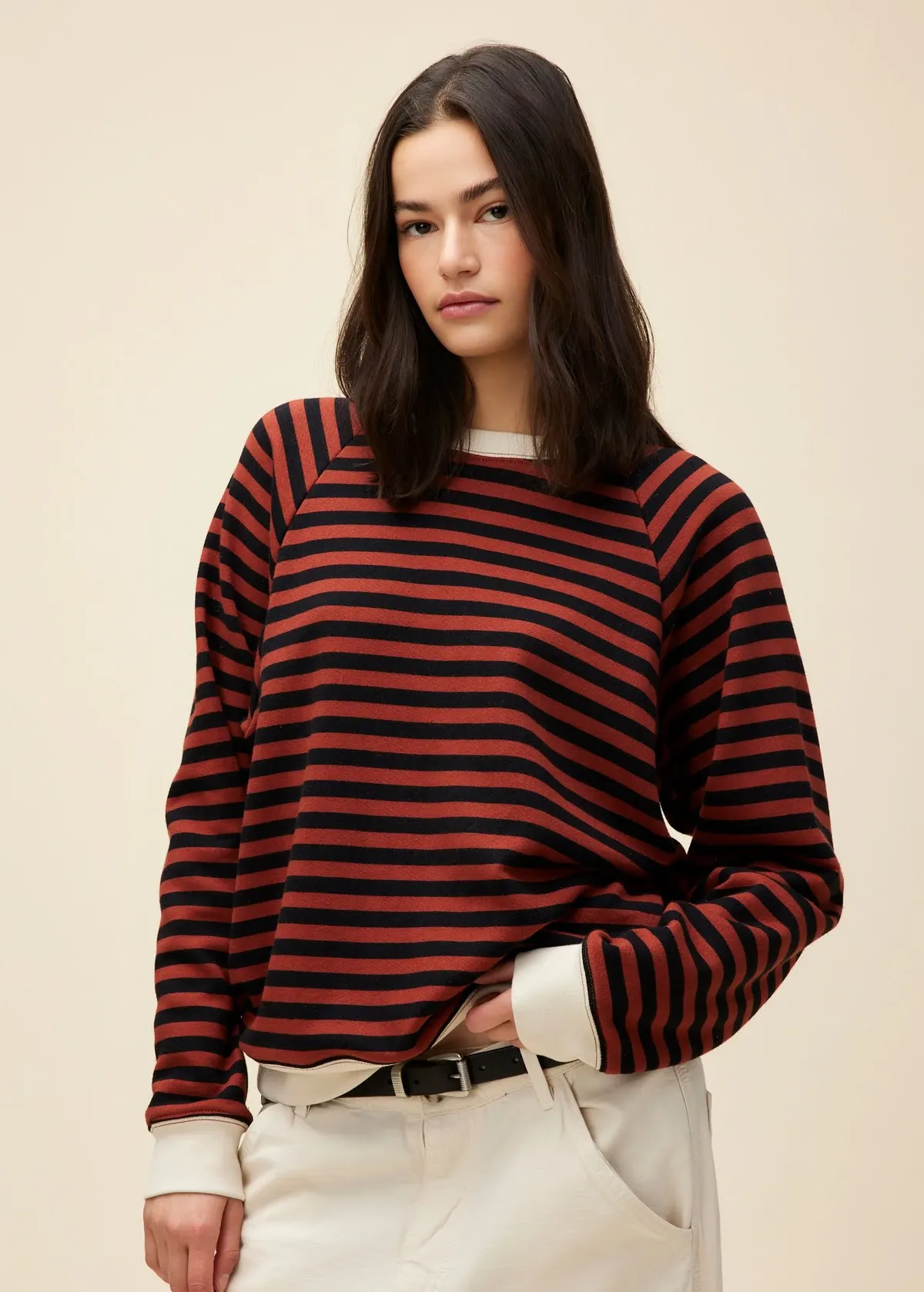 Mahogany & Black Stripe Sweatshirt