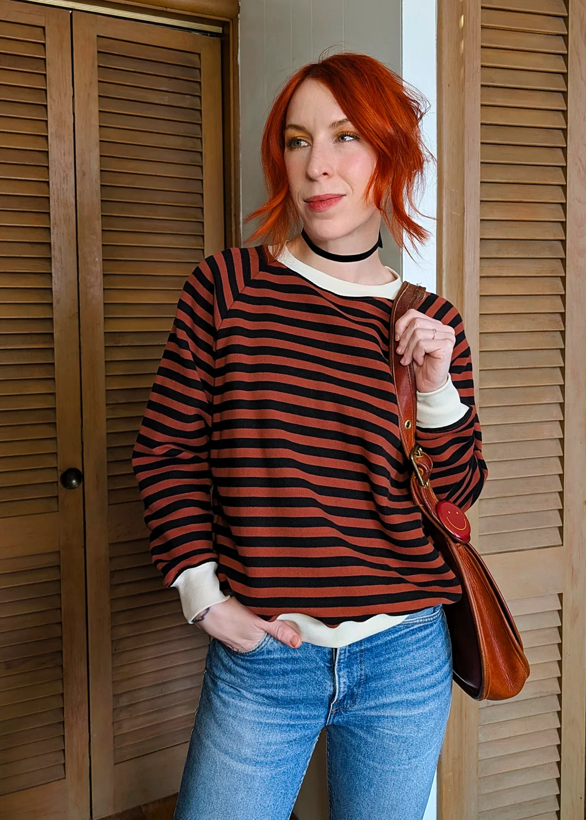 Mahogany & Black Stripe Sweatshirt