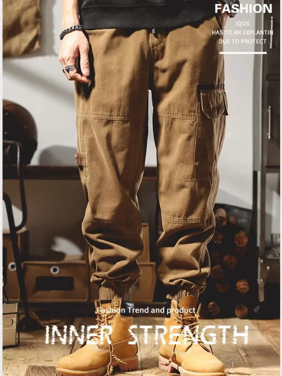 Men Cargo Pants Retro Classic Overalls Men's Spring and Autumn Loose Casual Trousers