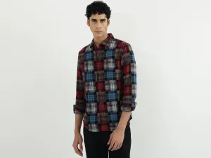 Men Check Spread Collar Shirt