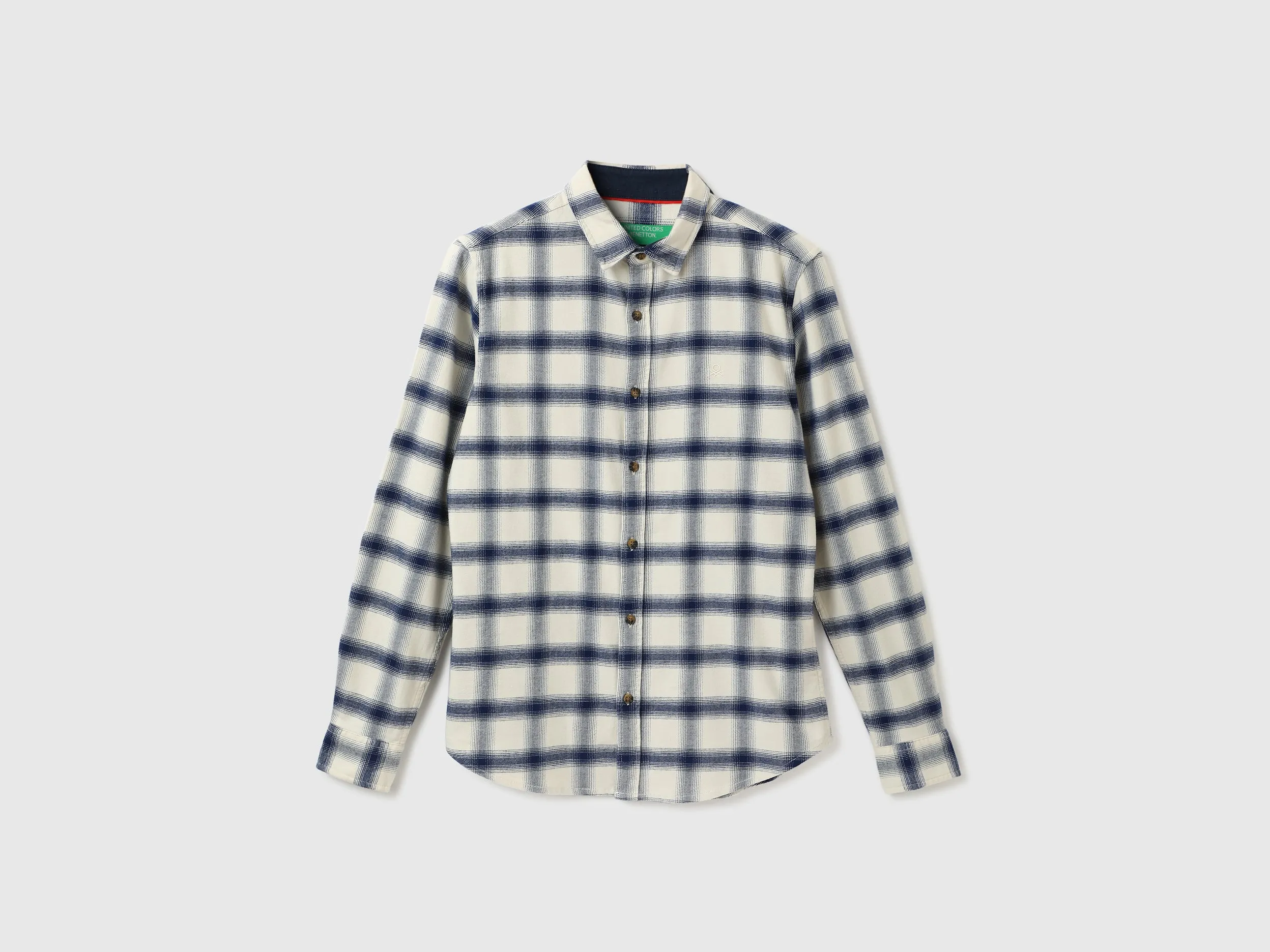 Men Checked Spread Collar Shirt