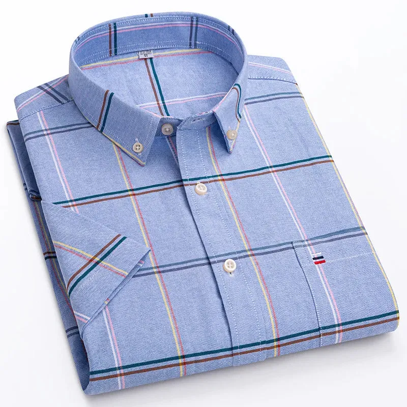 Men's 100% Cotton Short Sleeve Oxford Shirt