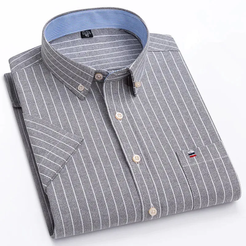 Men's 100% Cotton Short Sleeve Oxford Shirt
